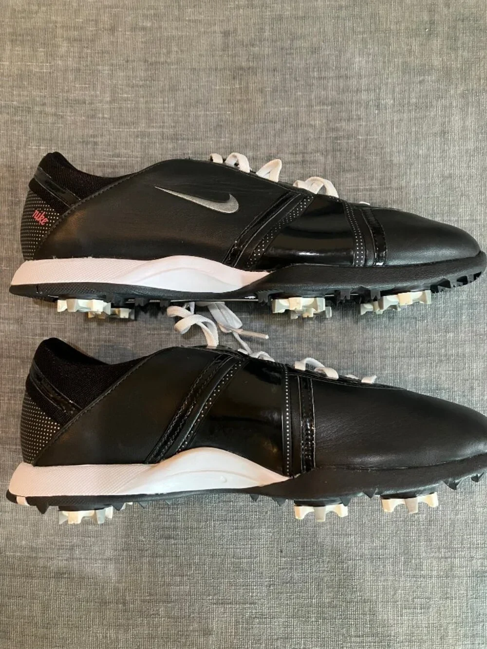 Vintage Nike Air Tac Power Channel Golf Shoes Black White Leather Womens Size 7